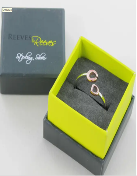 Ring aus Sterlingsilber, verstellbar mit Steigbügel & Hufeisen aus 18 Karat Roségold Vermeil – Bild 3