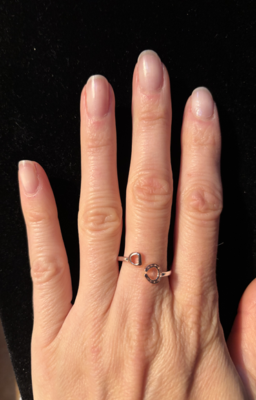 Ring aus Sterlingsilber, verstellbar mit Steigbügel & Hufeisen aus 18 Karat Roségold Vermeil